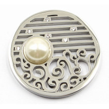 Silver Coin Plate with Pearl Fit 33mm Lockets